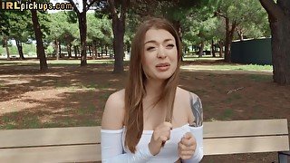 Amateur POV tattooed and pierced babe rides cock outdoor