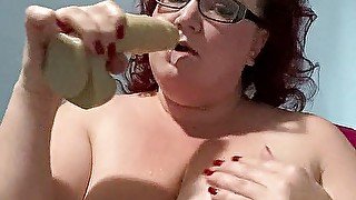 BBW practices deepthroat & titty fuck