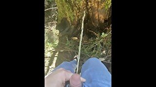 I had to pee!  Desperate piss in the forest, and of course I had to cum too!