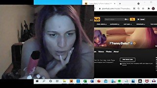 Tranny BB Live Steams Stroking Cock and Fucking Her Ass hole