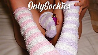 Fuzzy Socks Keep My Toes Warm While I Masturbate!