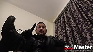 Leather clad superhero taunts tiny bad guy Macrophilia fantasy PREVIEW