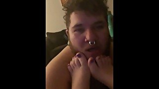 Licking and Sucking My Trans GF’s Feet