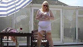 Outdoors In A 70s Pantie Girdle And Little Else