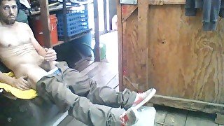 Jerking Off in Shed at Work