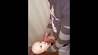 Mannequin Head gets a Hot Facial from a Big Dick