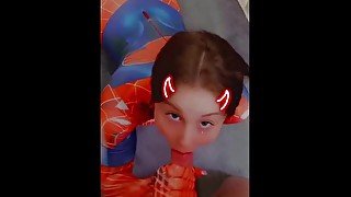 Spider Girl Gets A Facial!