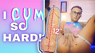 OMG I came SO F'n HARD!!! (watch how deep I go down on this 12"x3.5" Dildo!!)