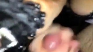 Sexy handjob with huge creamy cumshot from hot brunette girl