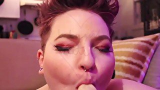 Babygirl calls you daddy and deep throats your cock POV