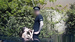 Brit spex amateur cocksucking cop outdoors