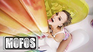 Mofos - Thin Blonde Babe Emma Hix Gets Filled With Brad's Big Cock In Her Inflatable Room