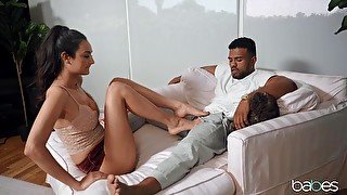 Black man with a giant dick fucks orgasmic pussy of Eliza Ibarra