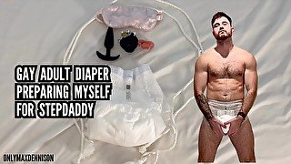 Gay adult diaper - preparing myself for stepdaddy