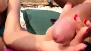 Eating Cum On The Beach