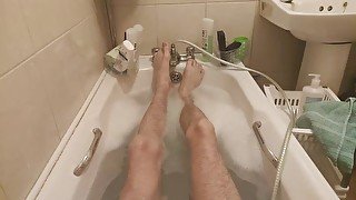 Showing off my sexy long skinny feet and legs while taking a bubble bath