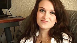 Sweet European teen gets interviewed and quickly fucked