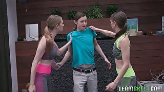 Unforgettable workout with two adorable fitness teens Izzy Lush and her girlfriend