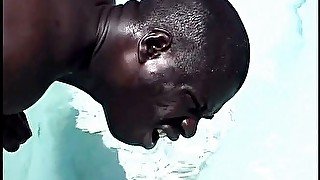 Two wet bodies fucking at the swimming pool