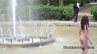 Butt Plugged Slave In Fountain