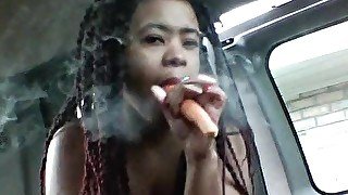 Black Girl Smoking Sucking Carrot Bush Pussy Play Outside Car - Cami Creams