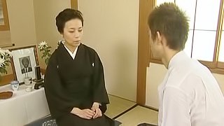 Kimono babe in the dojo has sex with her karate master