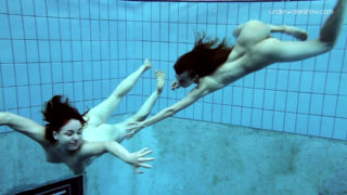 Hot lesbian show underwater