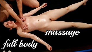 Sensual oil massage, romantic gently touch for horny happy amateur wife