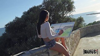 Outdoor fucking by the sea with charming pornstar Sasha Coxx