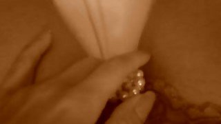 Stunning homemade solo with me stuffing a pearl necklace in my pussy