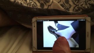 Jerking over white socks and loafer foot photos