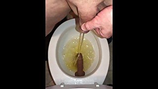 Piss And Cum All Over My Suction Dildo In The Toilet And Then Suck Off The Cum From The Tip