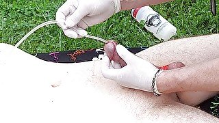 Catheter on lawn