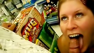 Exciting, blowjob in supermarket