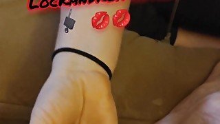 Ruined orgasm handjob for chastity slave... Mistress E drains lots of cum from his little dick