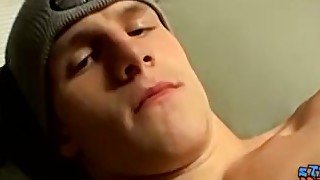 Straight young stud pulling his cock and making cum squirt