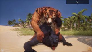 Wild Life / Gay Furry Porn Black Wolf with Tiger