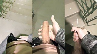 4K POV Jerking off on a stairwell and cumming on the floor