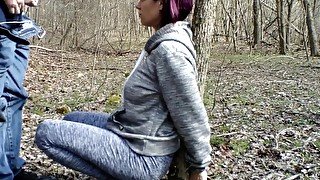 (Teaser) Handcuffed to a tree and deepthroat facefucked off trail