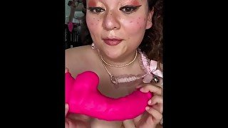 Wanna see me test out my new toy? Spoiler: my pussy is too tight and pops it right out as I cum!