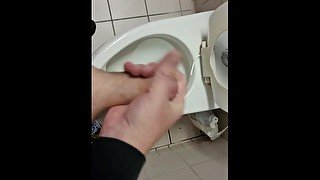 Jerking in public restroom