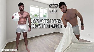 GAY ADULT DIAPER BED WETTER CAUGHT