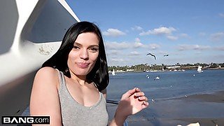 teen 18+ Sadie Blake POV blowjob in a public car