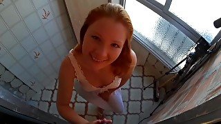 Hot russian red hair teen fucked outdoor