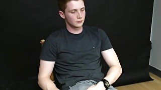 Ginger jock strokes his rock-hard cock