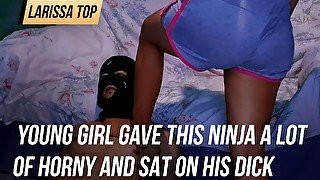 Young girl gave this ninja a lot of horny and sat on his dick