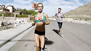 Busty chick Sarah Jessie likes to exercise with her tits out