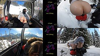 Sloppy Blowjob While We Ride GONDOLA and Fuck on PUBLIC SKI HILL- VERY RISKY