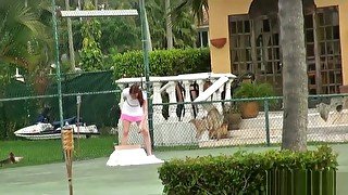 Spying on Redhead Tennis Chick