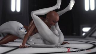 3d alien dickgirl fucks a hot ebony in the space station